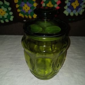 Vintage L.E. Smith bubble glass jar with lid